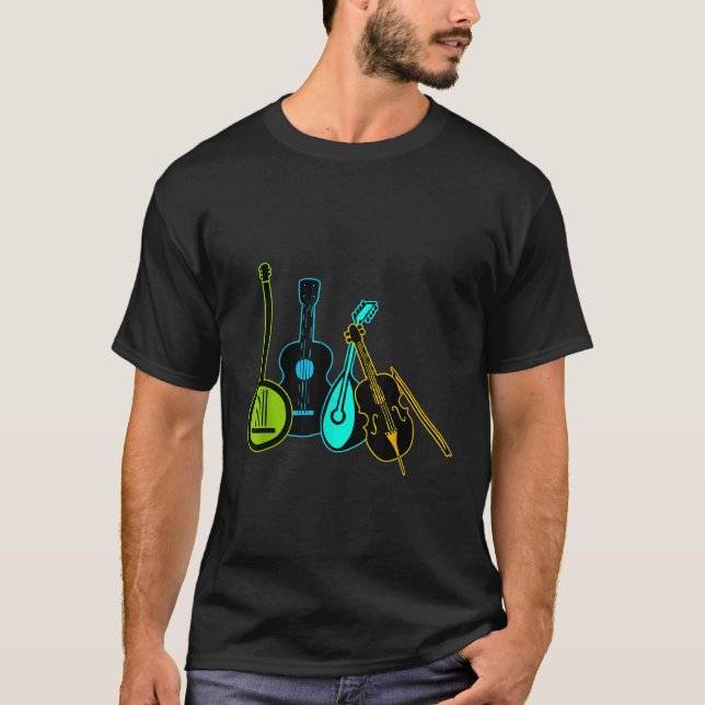Guitars Banjos Fiddle Mandolin 1 T Shirt (Framsida)