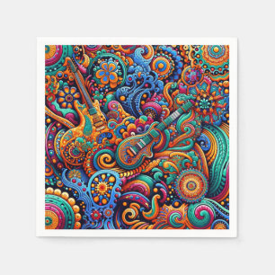 Guitars i mandala batik stil pappersservett