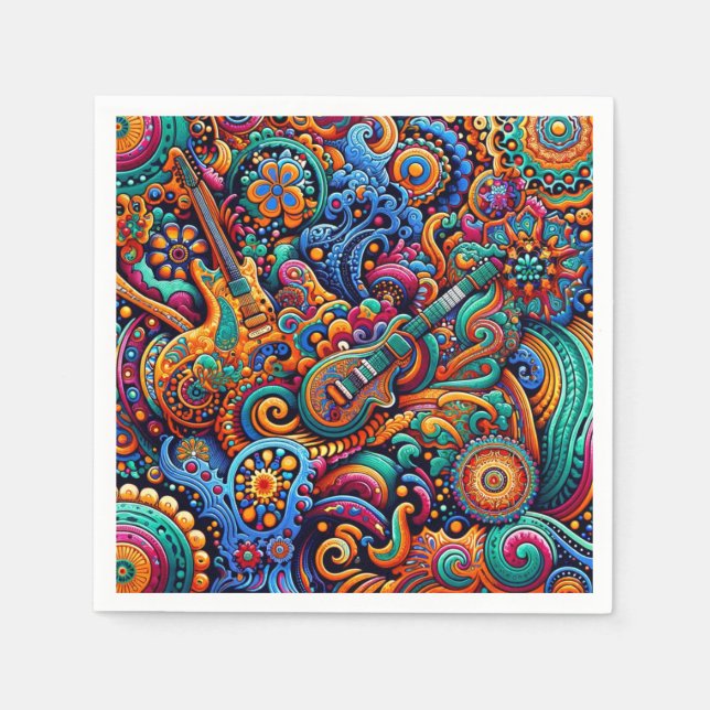 Guitars i mandala batik stil pappersservett (Framsidan)