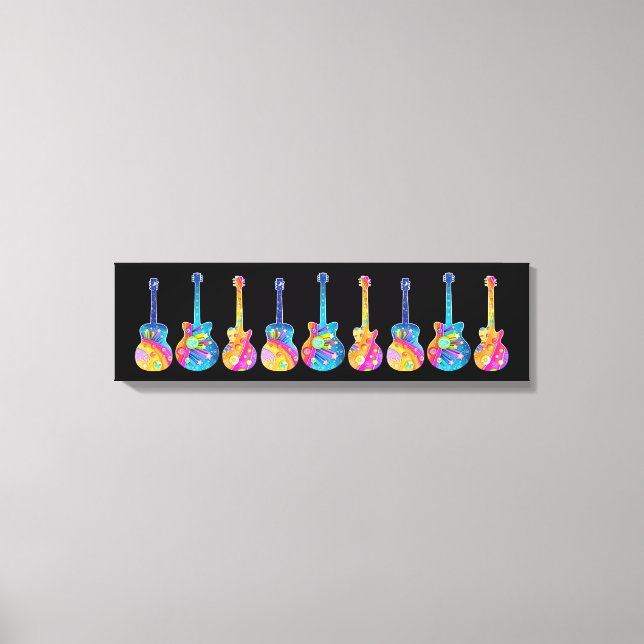 GUITARS WIDE Stretched CANVAS ART PRINT (Framsida)