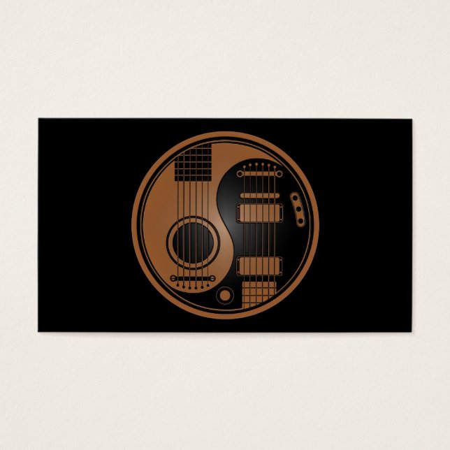 Guitars Yin Yang, bruna och svarta akustiska kriti Visitkort (Framsidan)