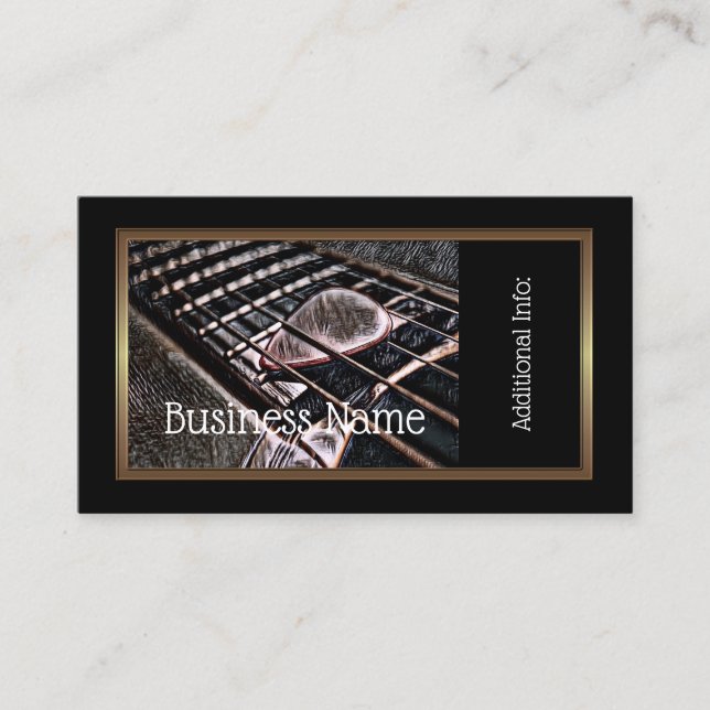 Guitarsträngar i läder-Affärskort 4 Visitkort (Framsida)