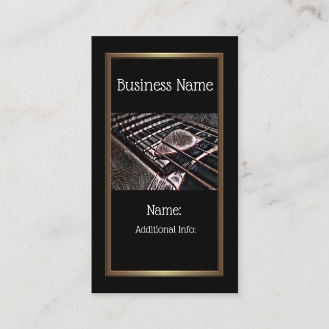 Guitarsträngar i läder-Affärskort 5 Visitkort (Framsida)