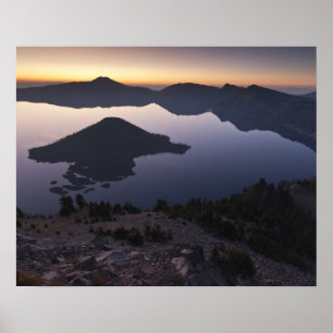 Gujarön vid gryningen, nationalparken Crater Sjö Poster