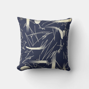 Gul Abstrakt Konst Ritning Mönster Kudd Cushion Kudde