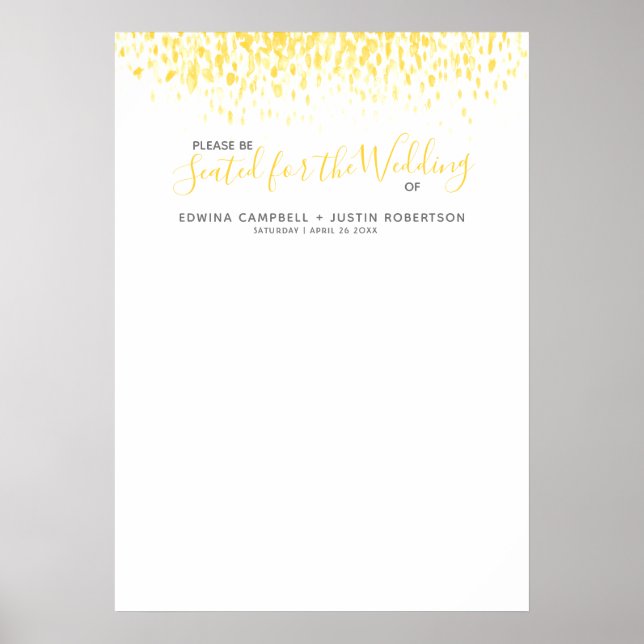 Gul abstrakt konst tom mall sittplatskarta poster (Framsidan)