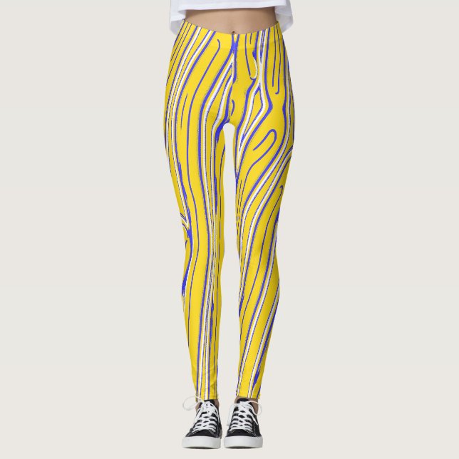 Gul abstrakt mönster "Ratti_Creative_Arts"  Leggings (Framsida)