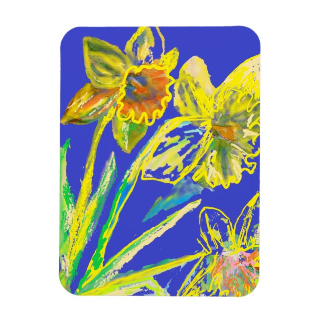 Gul Abstrakt Narciss Blommig Blommor konst Magnet (Vertikal)