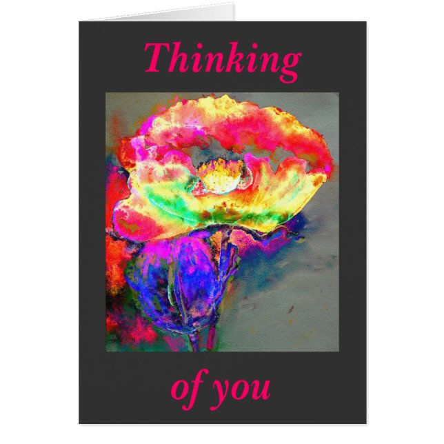 Gul abstrakt vallmovattenfärg-målning hälsningskort (Framsidan)