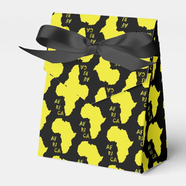 Gul Afrika Kartmönster Papper Förmån Presentlåda (Framsidan Sidan)