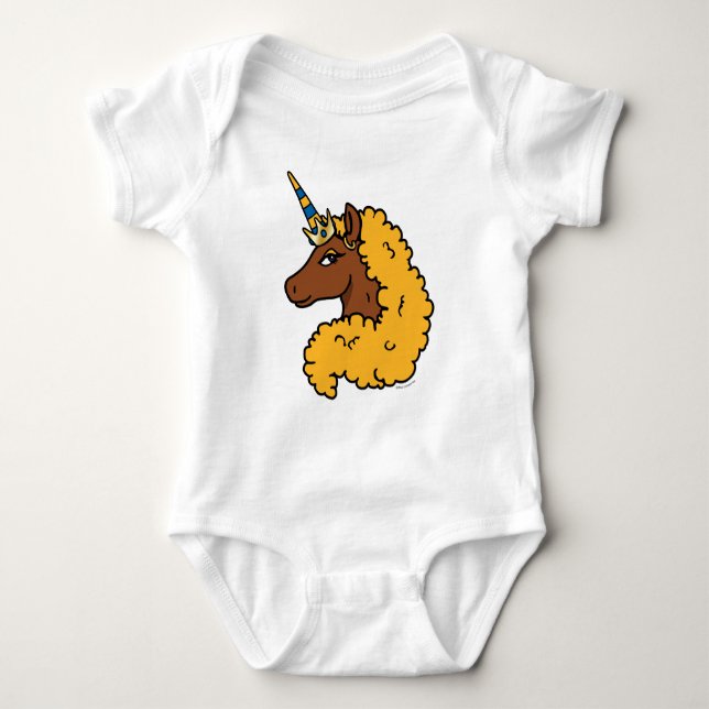Gul Afro Enhörning T Shirt (Framsida)