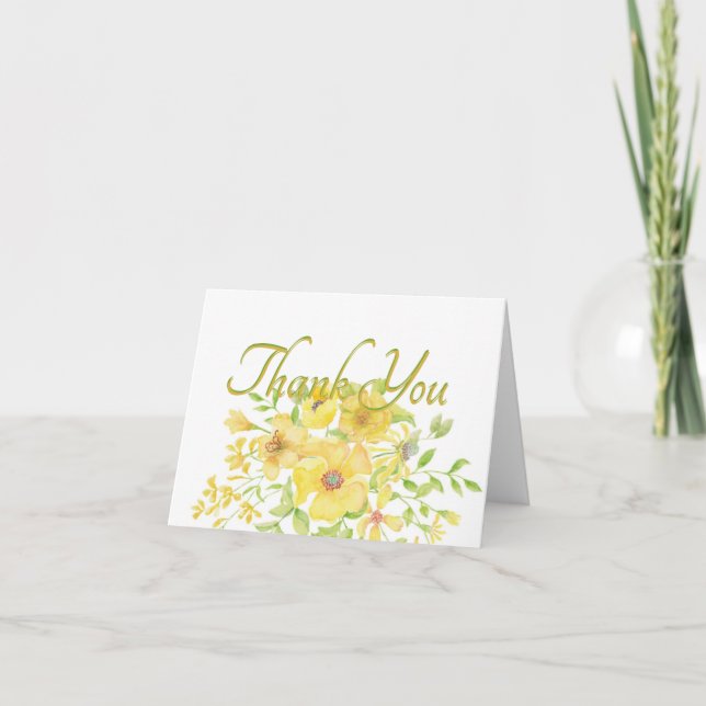 Gul akrylfärg blomster tack-kort tack kort (Framsida)