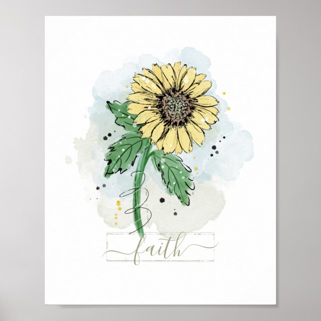 Gul akvarell blomma troaffisch poster (Framsidan)