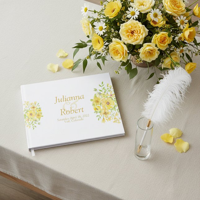 Gul akvarell blommande gästbok (Skapare uppladdad)