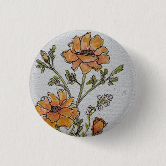 Gul akvarell blommig design knapp