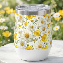 Gul akvarell vildblommamönster