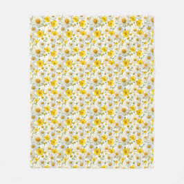 Gul akvarell vildblommamönster fleecefilt