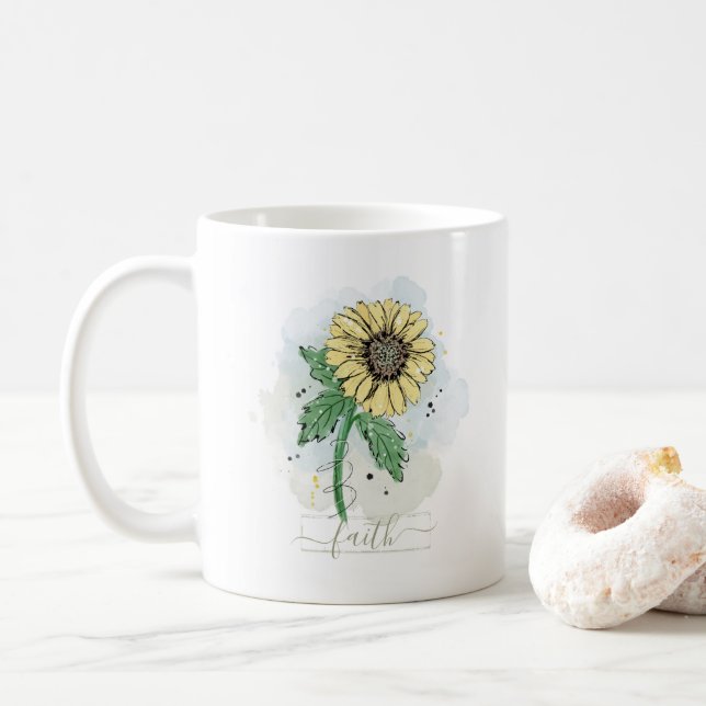 Gul akvarellblomma tro kaffemugg (Med munk)