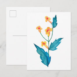 Gul akvarellblomma vykort
