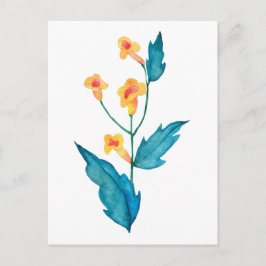 Gul akvarellblomma vykort