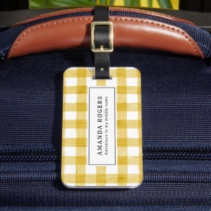 Gul akvarellbuffel Plaid rustik modern Bagagebricka