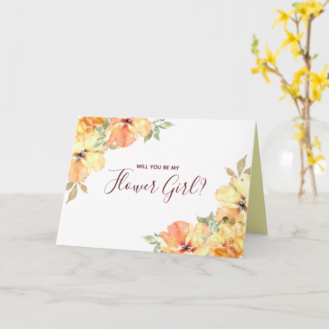 Gul akvarellros Kommer du att vara min blomsterfli Kort (Gul blomma)