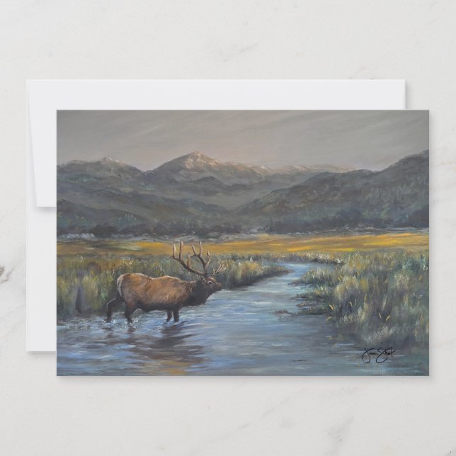 Gul Älg Födelsedag/ Tack Kort (Framsida)