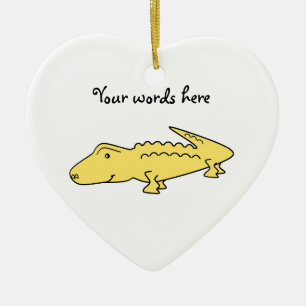 Gul alligator julgransprydnad keramik