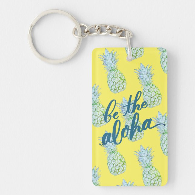 Gul Ananas Aloha Nyckelring (Framsidan)