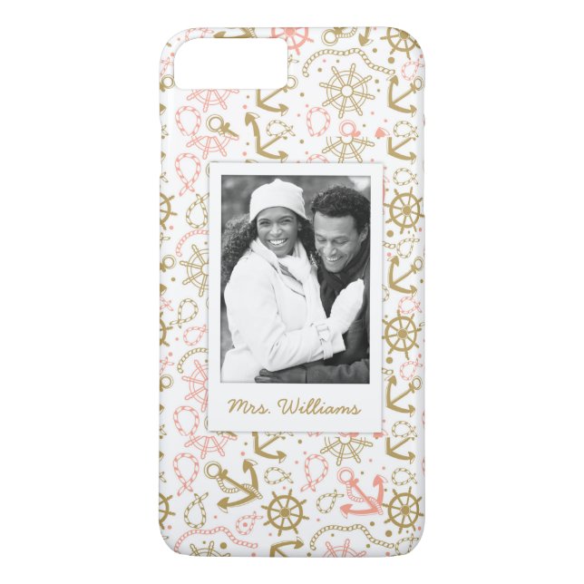 Gul Ankar-mönster | Ditt foto & namn Case-Mate iPhone Skal (Baksida)