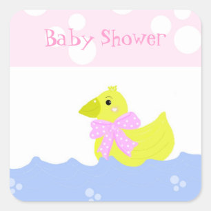 Gul Ankunge Baby Shower Fyrkantigt Klistermärke