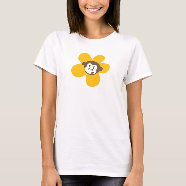 Gul apablomma med tillbaka design tee (Framsida)