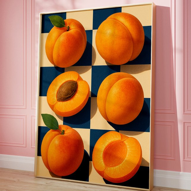 Gul aprikoschackboard Art Print, Köket  Poster (Apricots)