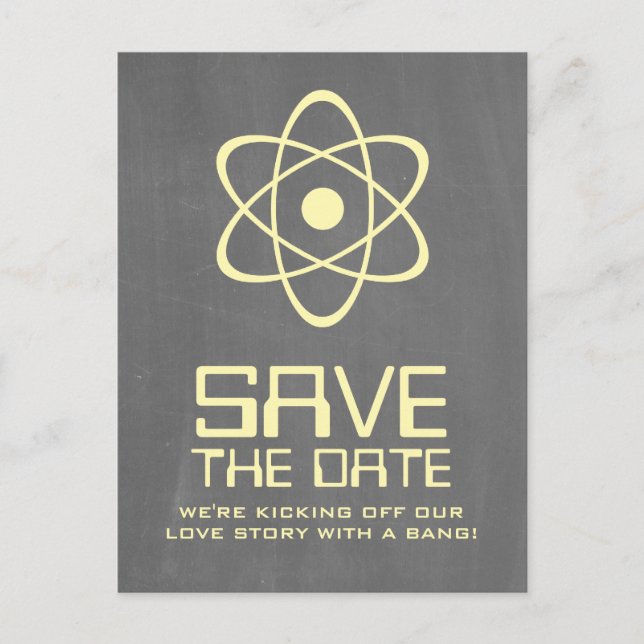 Gul Atomisk Svart Tavla Spara Datum Postkort Meddelande Vykort (Framsida)