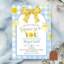 Gul Babyshowerinbjudan Med Rosett och Citron