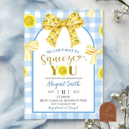 Gul Babyshowerinbjudan Med Rosett och Citron Inbjudningar