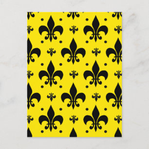Gul Bakgrund Fleur-de-lis Mönsterdesign Vykort