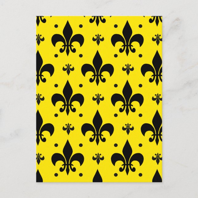 Gul Bakgrund Fleur-de-lis Mönsterdesign  Vykort (Framsida)