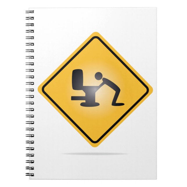 Gul bakrusvarning undertecknar anteckningsboken anteckningsbok med spiral (Framsidan)