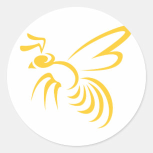 Gul bålgetinglogotyp runt klistermärke