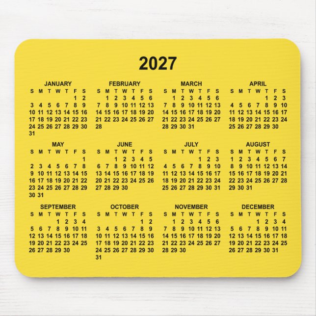 Gul banan 2027 kalender musmatta (Framsidan)