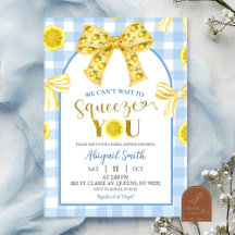 Gul band lemon baby shower inbjudan