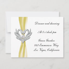 Gul band Silversvanar Mottagarkort Inbjudningar