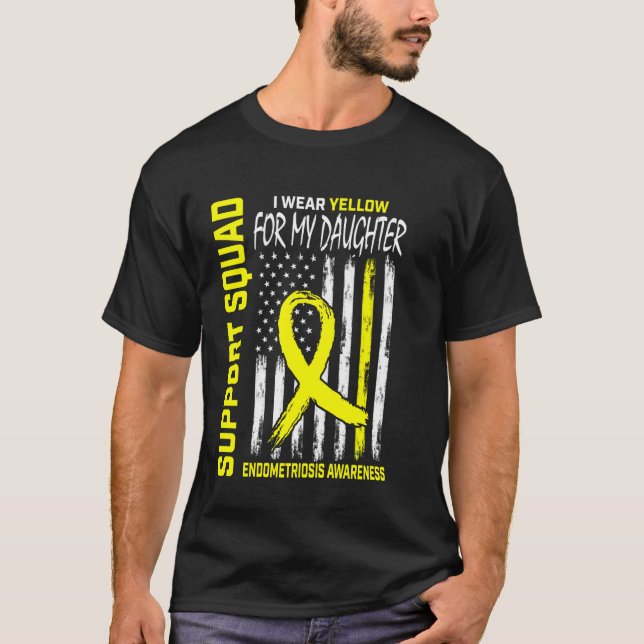 Gul bandana Endometrios Medvetenhet Dotter Stöd T Shirt (Framsida)