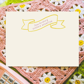 Gul banderoll Violett Lila Personligt Namn Anteckningskort