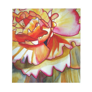 Gul Begonia blomma akvarell original konst Anteckningsblock