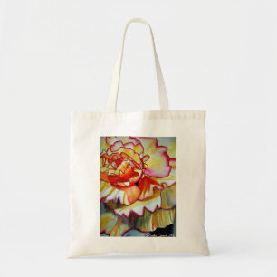 Gul Begonia-blomma vattenfärg original konst Tygkasse