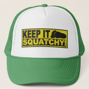 Gul BEHÅLLA DET SQUATCHY! "brodera-look" tryck Truckerkeps