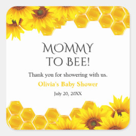 Gul bikakemamma till Bee Baby Shower Fyrkantigt Klistermärke