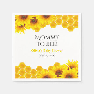 Gul bikakemamma till Bee Baby Shower Pappersservett